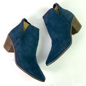 Lucky Brand Teal Suede Pointed Toe Ankle Booties